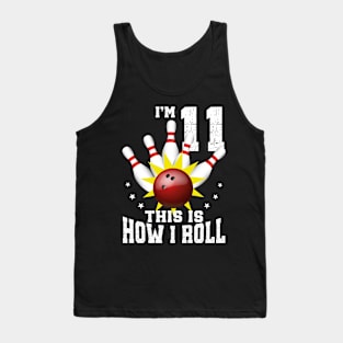 Bowling 11th Birthday Bday Party Kids 11 years Old Bowler Tank Top